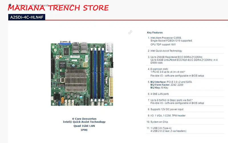 A2sdi-4c-hln4f Pro základní desku Supermicro Embedded/lot Single Socket Fcbga1310 Atom Processor C3558 Quad 1gbe Lan