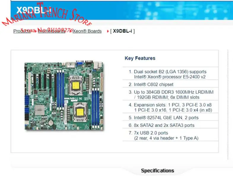X9dbl-i pro základní desku Supermicro Lga1356 Xeon Processor E5-2400 V2 Ddr3 8x Sata2 a 2x Sata3 porty