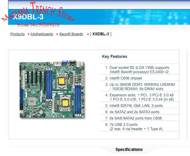 X9dbl-3 pro základní desku Supermicro Lga1356 Xeon Processor E5-2400 V2 Ddr3 8x Sas/sata2 Ports od C606