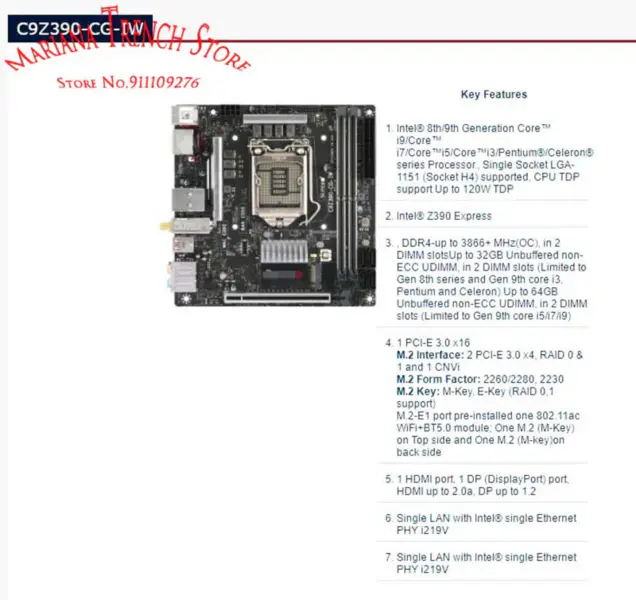 Základní deska Supermicro C9Z390-CG-IW LGA1151