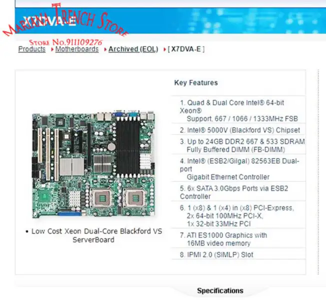X7dva-e pro základní desku Supermicro Quad Dual Core 64-bit Xeon Ddr2 Sata 3.0gbps