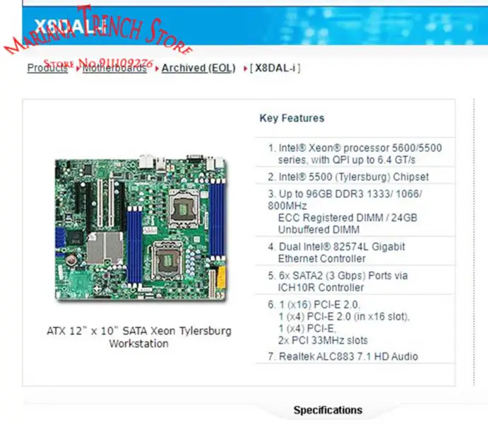 X8dal-i pro základní desky Supermicro s procesory Xeon řady 5600/5500 Ddr3 Sata2 Pci-e 2.0