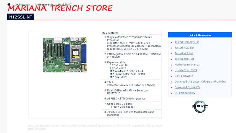 H12ssl-nt Pro základní desku Supermicro Single Epyc 7003/7002 Series Processor Sata3 Sas3 M.2 Dual 10gbase-t Lan