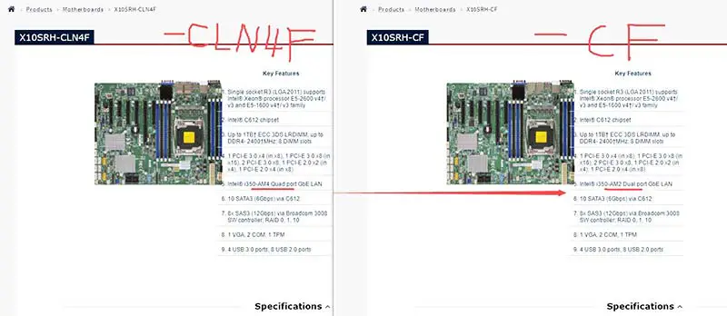 X10srh-cln4f pro základní desku Supermicro Lga2011 E5-1600/2600 V3/v4 Family Processor I350-am4 Quad Port Gbe Lan