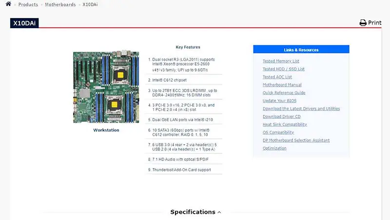 X10dai Industrial Package Základní deska pro Supermicro Two-way C612 2011 Multi-graphics Video Clip Image Rendering