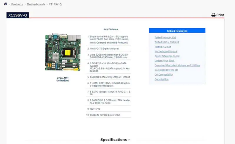 X11ssv-q Průmyslové balení Základní deska pro jednokanálový servis Supermicro Mini-itx Core I7 I5 I3 Malá deska Q17