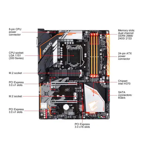 H370 Aorus Gaming 3 Wifi pro základní desku Gigabyte Lga1151 H370 Ddr4 64gb Core I7/i5/i3 Atx