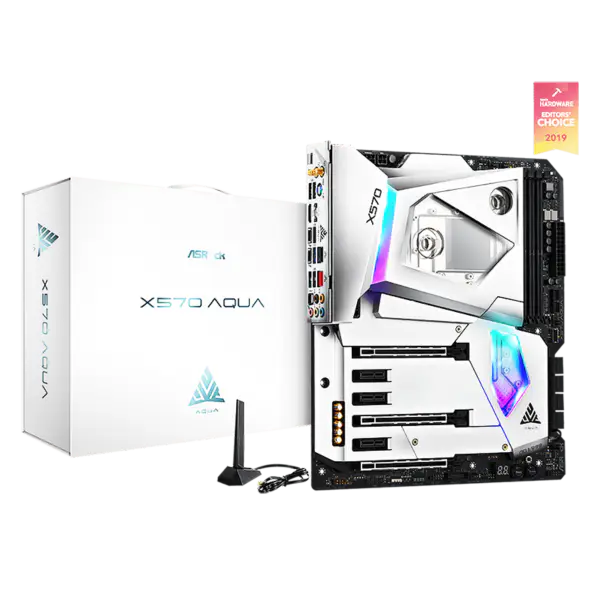 AsRock Základní deska pro PC X570 Aqua podporuje procesory Am4 Socket R řady 2000 a 3000