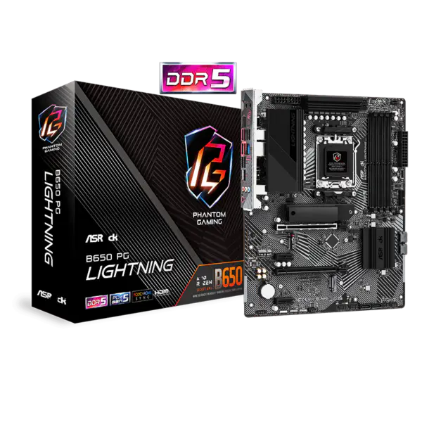 Asrock Atx Základní deska B650 Pg Light Ning Ddr5 Am5 Podpora CPU 7950x 7900x 7700x 7600x