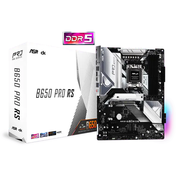 AsRock Atx Základní deska B650 Pro Rs Ddr5 Am5 Podpora CPU 7950x 7900x 7700x 7600x