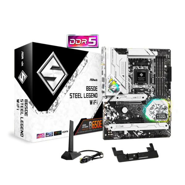 AsRock Atx Základní deska B650e Steel Legend Wifi Ddr5 Am5 Podpora CPU 7950x 7900x 7700x 7600x