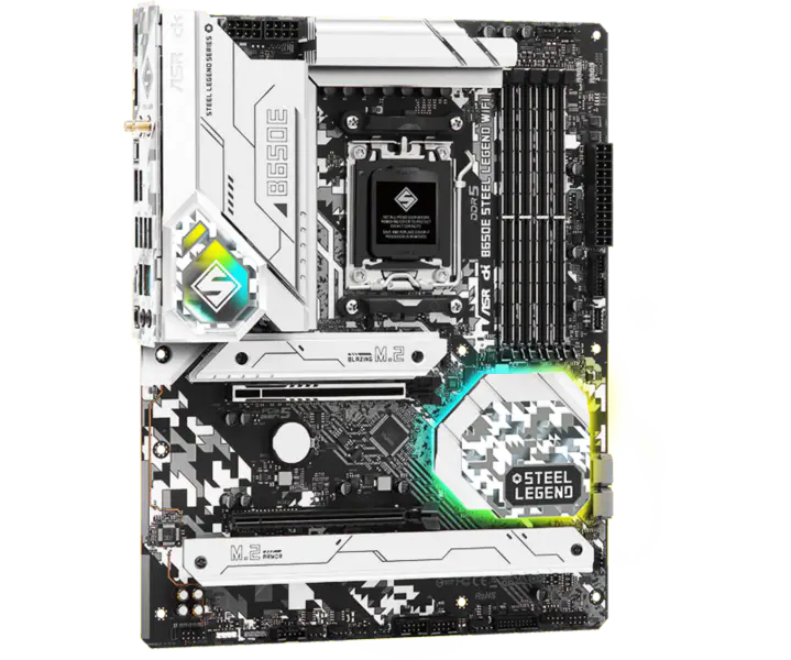 AsRock Atx Základní deska B650e Steel Legend Wifi Ddr5 Am5 Podpora CPU 7950x 7900x 7700x 7600x