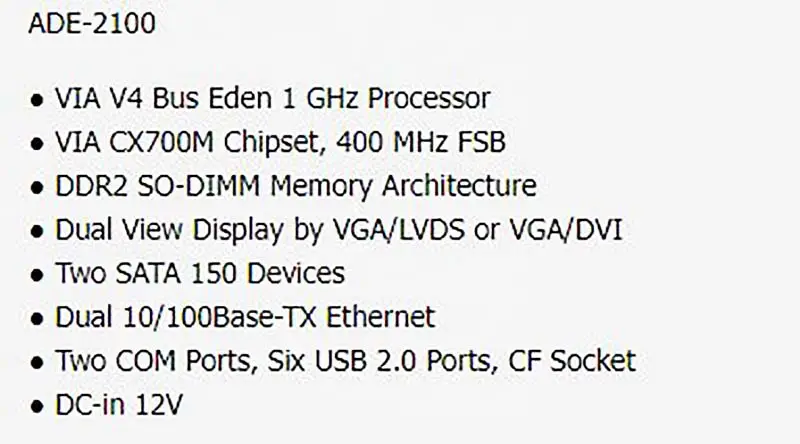Ade-2100 Průmyslová řídicí základní deska s 1gb pamětí High-end Embedded základní deska 3.5