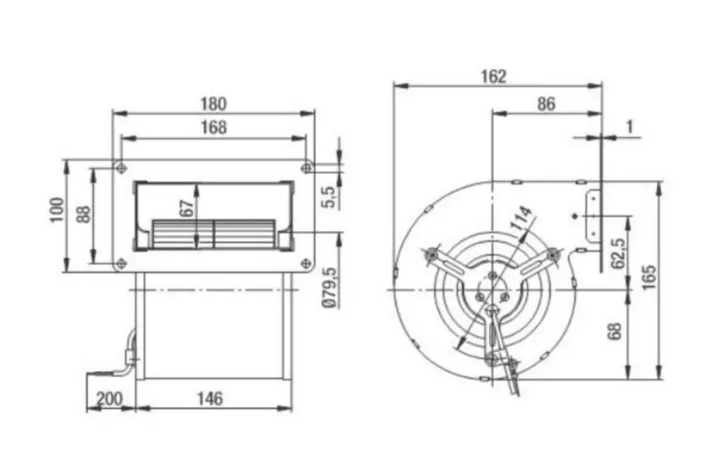 Ebmpapst D2E097-BI5602 (D2E097-BD04-39) RESERVDELSMOTOR