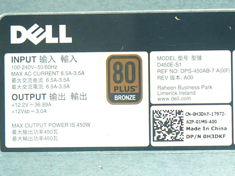 450W spínaný zdroj napájení pro Dell PowerEdge T430 R530 PSU D450E-S1 DPS-450AB H3DKF 40GD