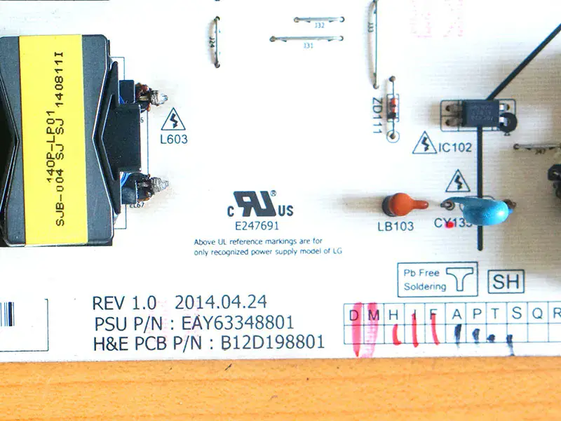 LG 55EC9300-CA EAY63348801 circuit board