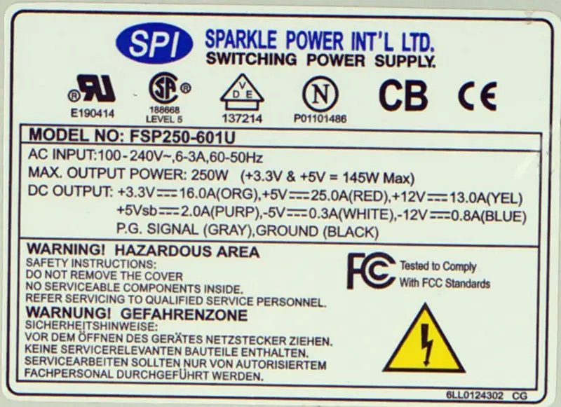 FSP FSP250-601U 250W AT 1U napájecí zdroj