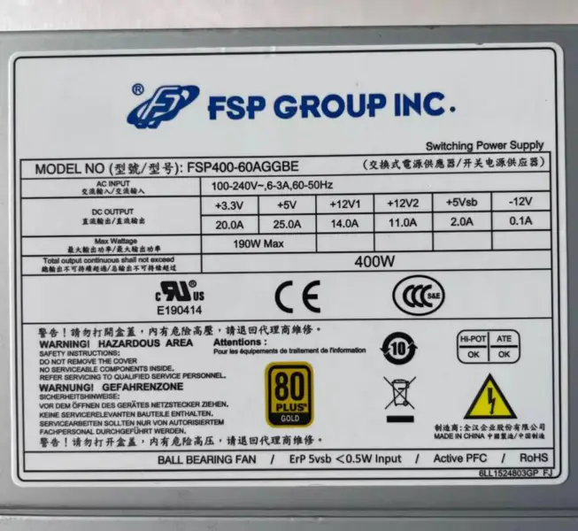 Napájecí zdroj FSP FSP400-60AGGBE IPC-547C