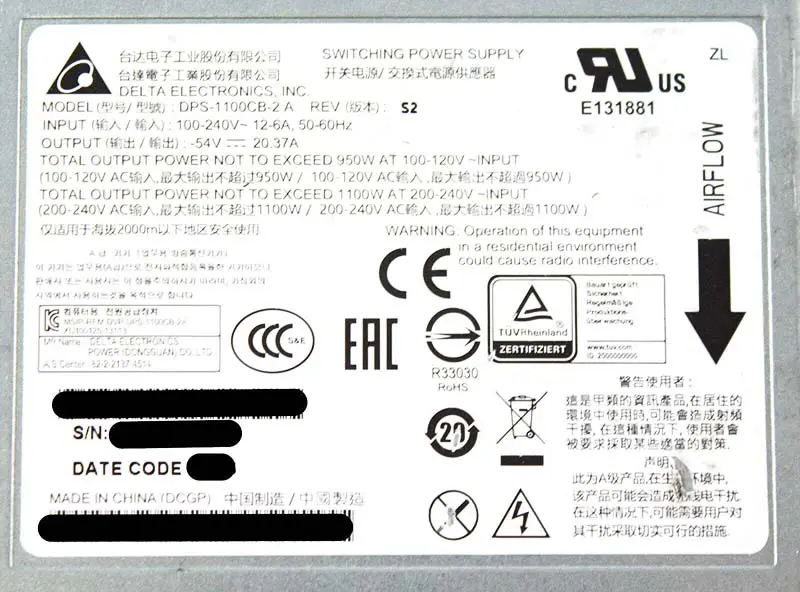 Jpsu-1600w-ac-afo Napájecí zdroj Qfx10002 1600w