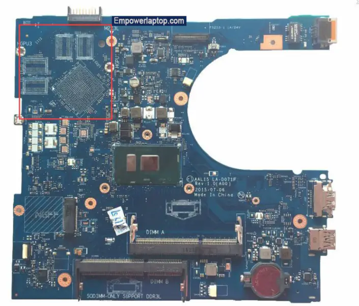 Dell 5559 Laptop AAL15 LA-D071P Integrovaná grafická karta I5|I7 2GB DDR3L Základní deska