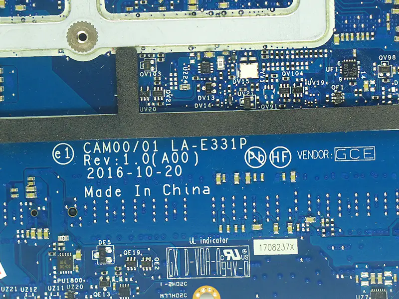 Dell XPS 15 9560 CAM00/01 LA-E331P CN-0YV12N 0YV12N YV12N Základní deska