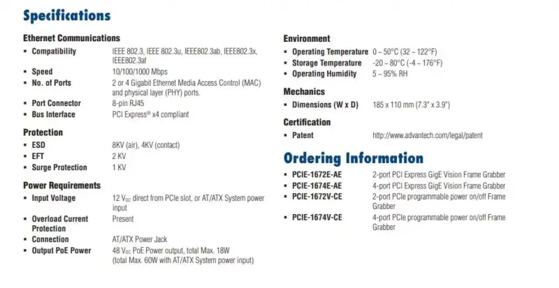 Grabovací karta Advantech PCIE-1674E-AE