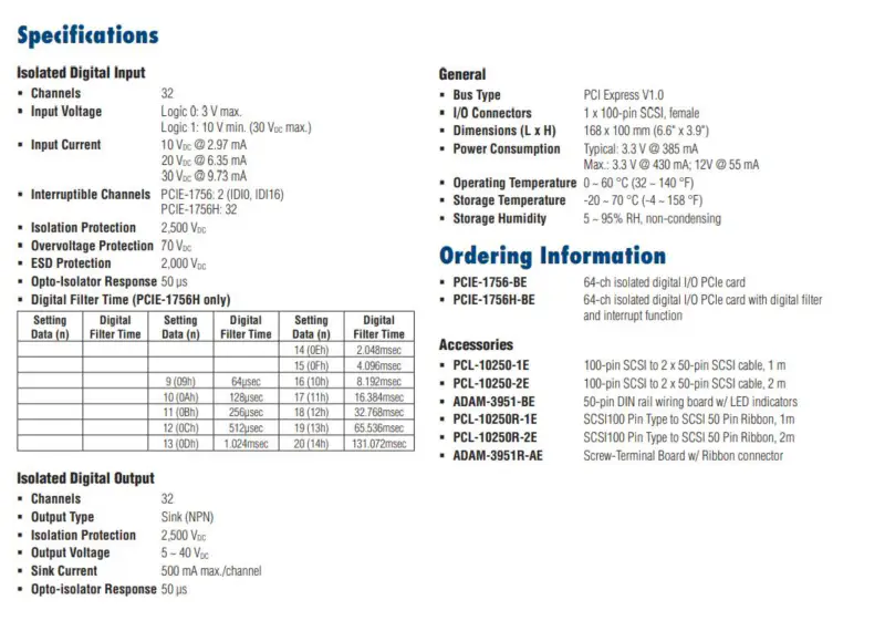 Karta ADVANTECH PCIE-1756-AE I/O