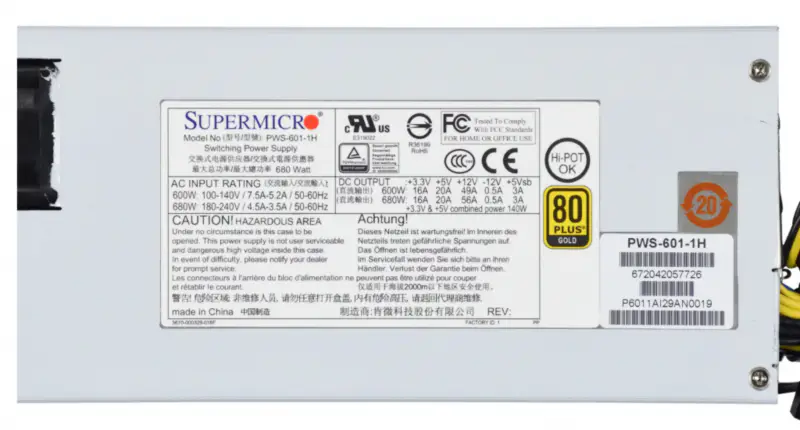 Napájecí zdroj Supermicro PWS-601-1H