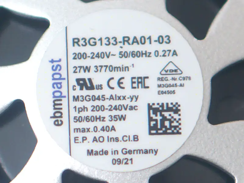 Ebmpapst R3G133-RA01-03 Ventilátor