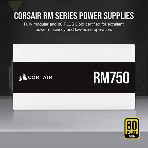 Cors Air Power Supply Unit Psu Rm750 750w White Full Module 80plus Gold Power Supply 140mm Low Noise Fan Smart Wake-up Rps0119