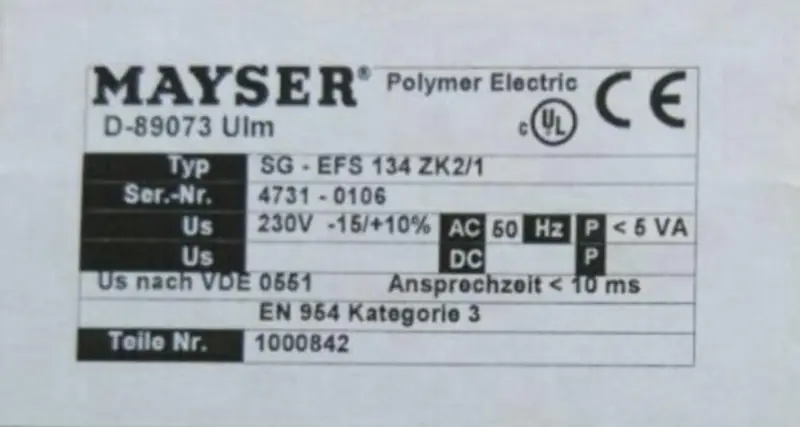 MAYSER SG-EFS134ZK2/1 SG-EFS 134 ZK2/1 Relé