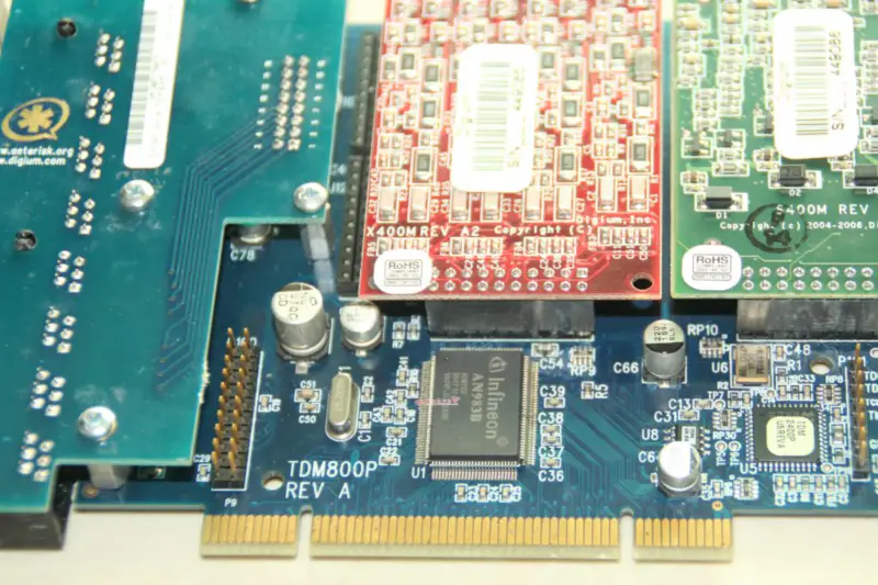 Analogová karta Asterisk TDM800 s portem FXO+FXS Hlasová karta s 2 x čtyřnásobným modulem