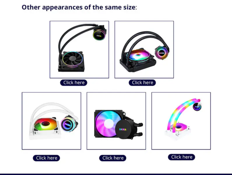 Sama 12cm Aio Cpu Cooler Radiator Copper Display Vodní kapalinové chlazení Pc Cpu Cooler Rgb Glow s nižším hlukem čerpadla