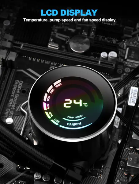 Sama 360mm Aio Cpu Liquid Cooling Water Cooler Kit Pc System Lcd Display