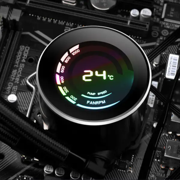 Sama 36cm Aio Cpu Cooler Radiator Copper Display Vodní kapalinové chlazení Pc Cpu Cooler Rgb Glow s počítačovým displejem teploty