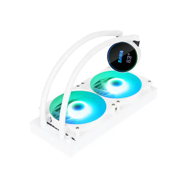 Sama Přizpůsobitelné logo Argb Chladicí ventilátor Cpu Cooler Bílá/černá verze LCD displeje Teplota jádra CPU Tekutý chladič PC