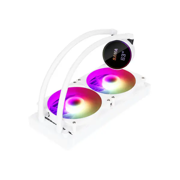 Sama Přizpůsobitelné logo Argb Chladicí ventilátor Cpu Cooler Bílá/černá verze LCD displeje Teplota jádra CPU Tekutý chladič PC