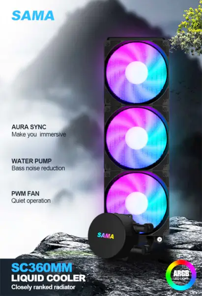 Sama Led Watercooling 360mm Gpu Vodní chlazení Blok Cpu Vodní chlazení Ventilátorový systém