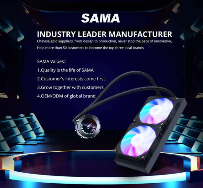 Sama Lga 2011 Měděný chladič Vodní procesor Vzduchové chlazení Pc Rgb Aio Cpu Case 24cm Kapalinový vodní chladič Systém Cpu Universal