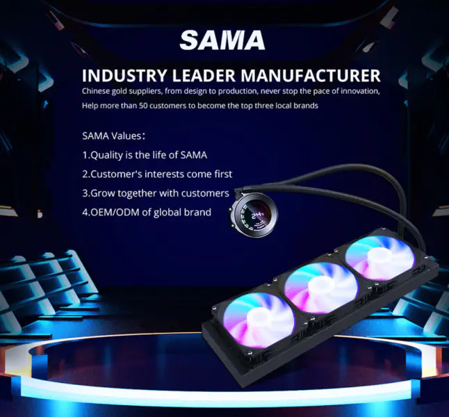 Sama Lga měděný chladič vodního procesoru Vzduchové chlazení Pc Rgb Aio Cpu Case 36cm Systém kapalného vodního chlazení Cpu Universal