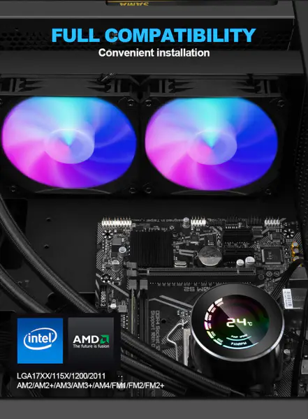 Sama Lga měděný chladič vodního procesoru Vzduchové chlazení Pc Rgb Aio Cpu Case 36cm Systém kapalného vodního chlazení Cpu Universal