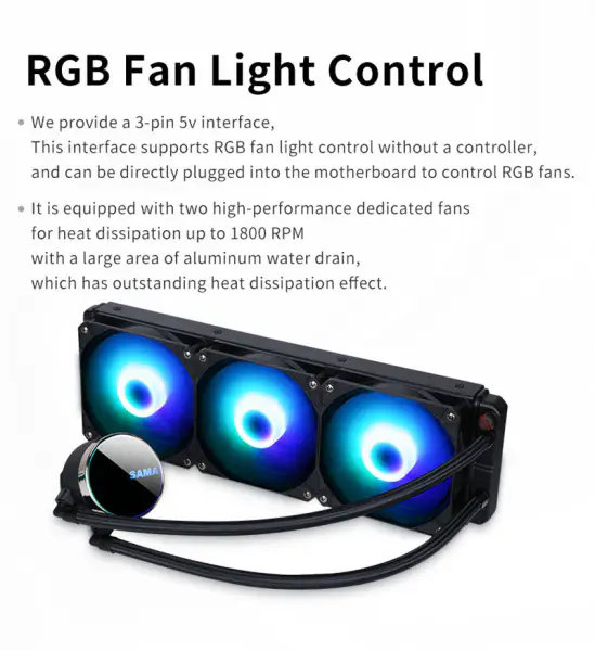 Sama Nový 360mm barevný RGB Led Glow Počítačový procesor Měděný chladič Pc Liquid Aio Cpu Vodní chlazení Pc