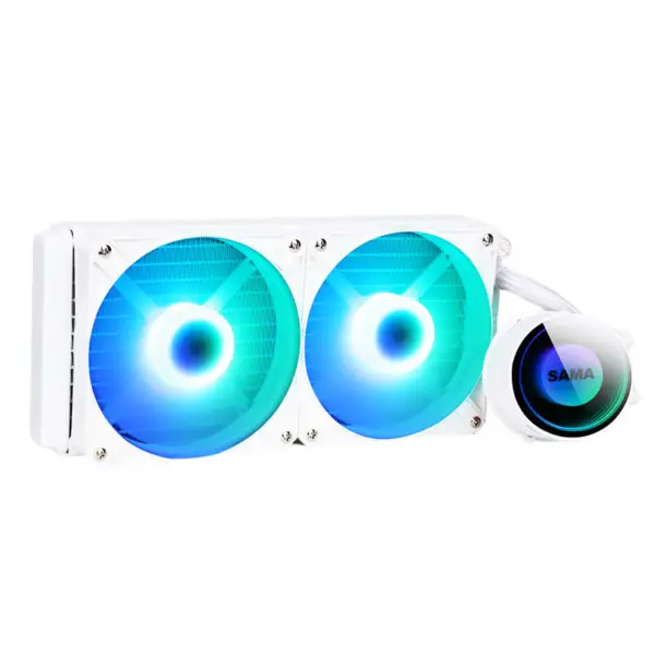 Sama 240 White Infinity Mirror Design Rainbow Addressable RGB Aio Cpu Water Liquid Cooling Fan Radiator