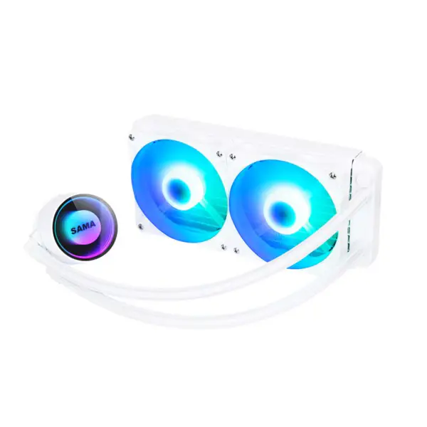 Sama 240 White Infinity Mirror Design Rainbow Addressable RGB Aio Cpu Water Liquid Cooling Fan Radiator