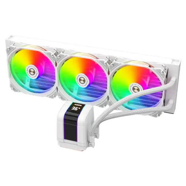 Alseye 360mm White Frame Sync Argb Aio kapalinový chladič s ukazatelem teploty pro 12. generaci procesorů