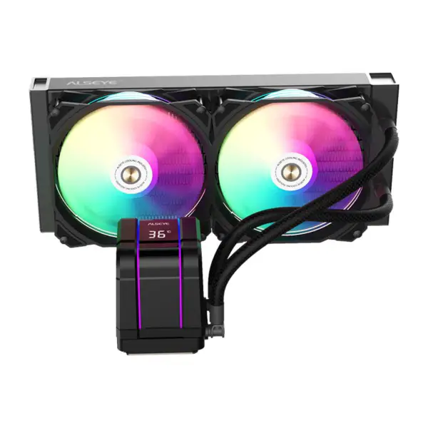 Alseye Argb 240mm, Aio Rgb Cpu Liquid Cooler, přizpůsobitelný LCD displej teploty