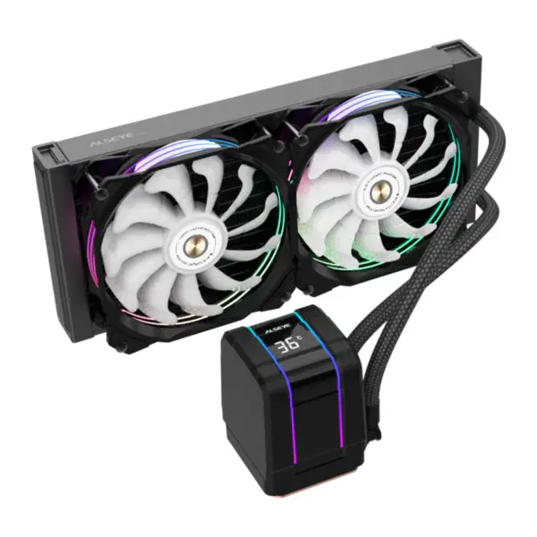 Alseye Argb 240mm, Aio Rgb Cpu Liquid Cooler, přizpůsobitelný LCD displej teploty
