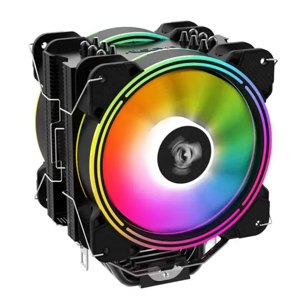 Chladič procesoru Alseye Black H120d Single Tower se dvěma ventilátory Argb, každý 120 mm Pwm 2000 ot/min.
