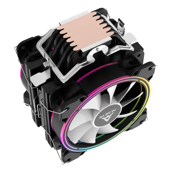 Chladič procesoru Alseye Black H120d Single Tower se dvěma ventilátory Argb, každý 120 mm Pwm 2000 ot/min.
