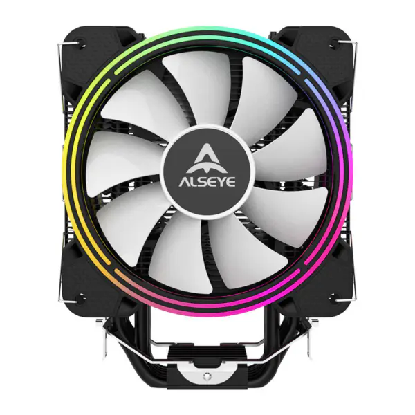 Chladič procesoru Alseye Black H120d Single Tower se dvěma ventilátory Argb, každý 120 mm Pwm 2000 ot/min.